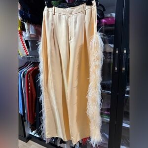 Lapointe silk and ostrich feather pants